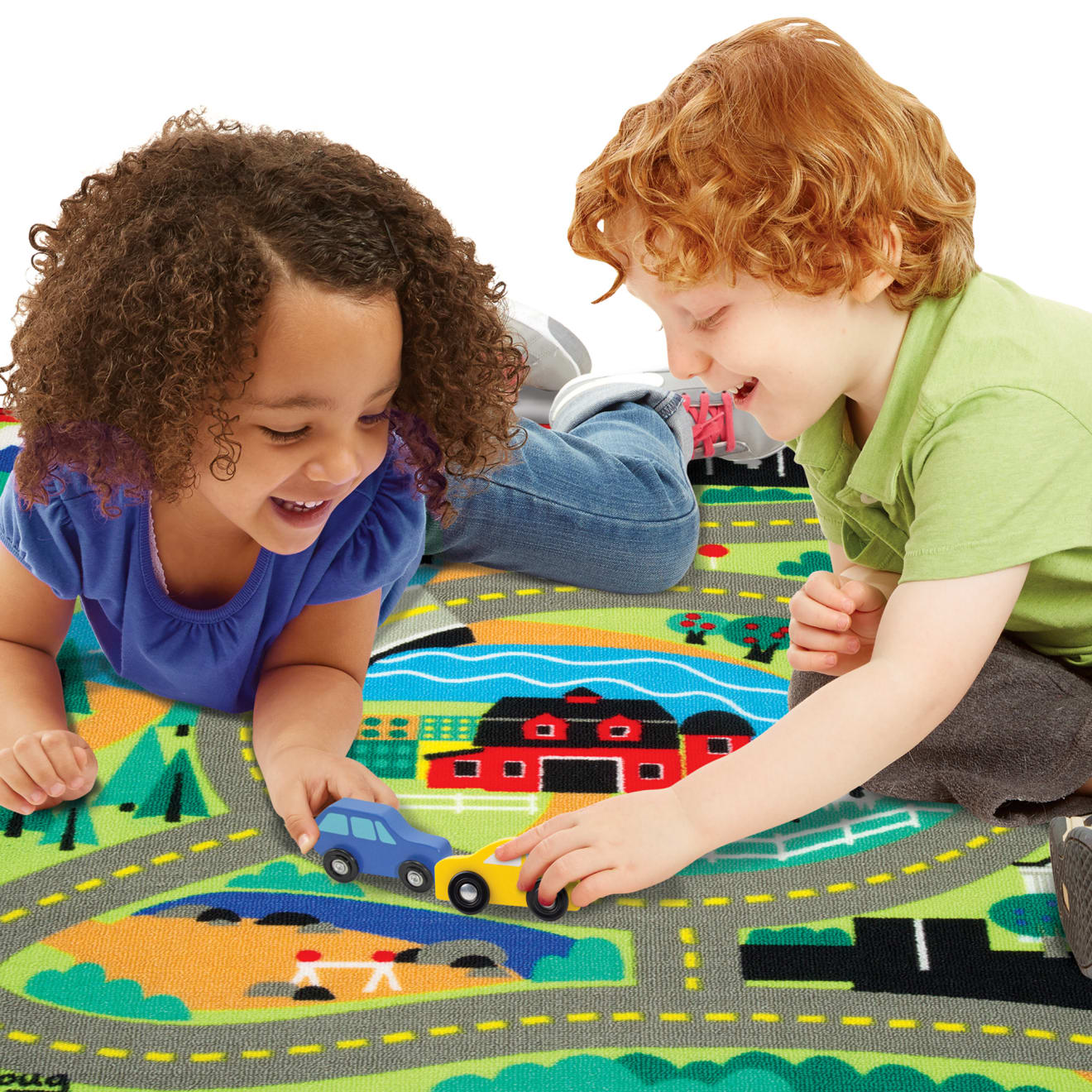 Vehicles & Trains Premium Quality Round the Town Road Rug & Car Set - Durable Material and Safe Design for ...