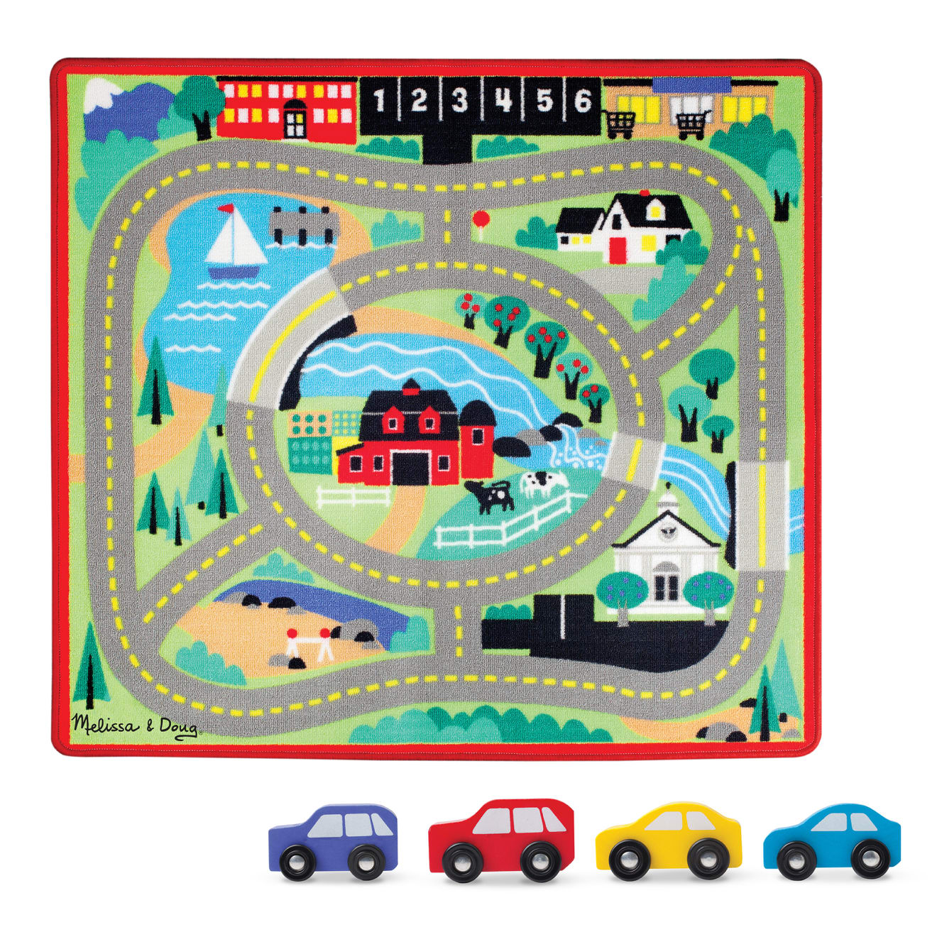Vehicles & Trains Premium Quality Round the Town Road Rug & Car Set - Durable Material and Safe Design for ...