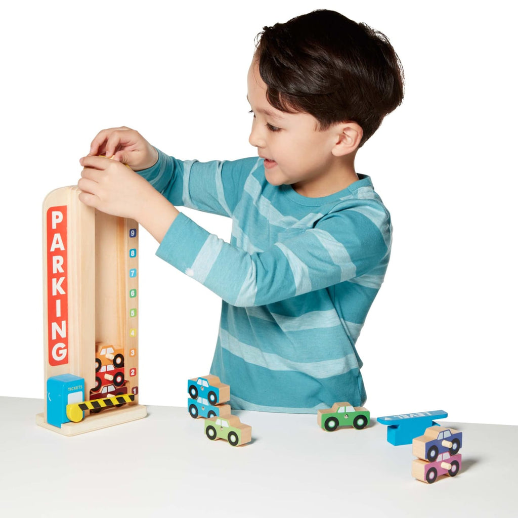 Vehicles & Trains Premium Quality Wooden Stack & Count Parking Garage - Durable Material and Safe Design fo...