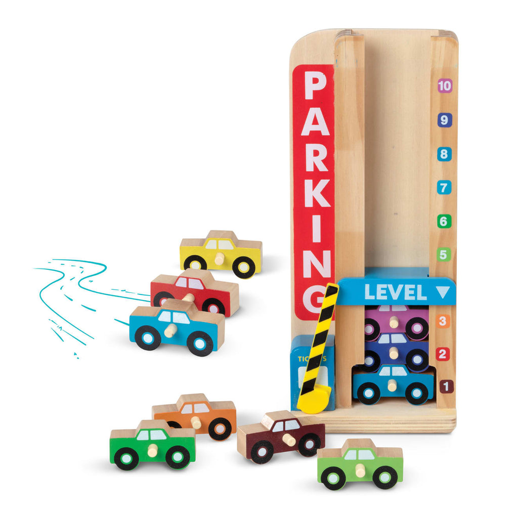 Vehicles & Trains Premium Quality Wooden Stack & Count Parking Garage - Durable Material and Safe Design fo...