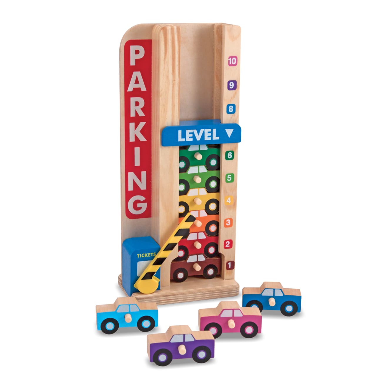 Vehicles & Trains Premium Quality Wooden Stack & Count Parking Garage - Durable Material and Safe Design fo...