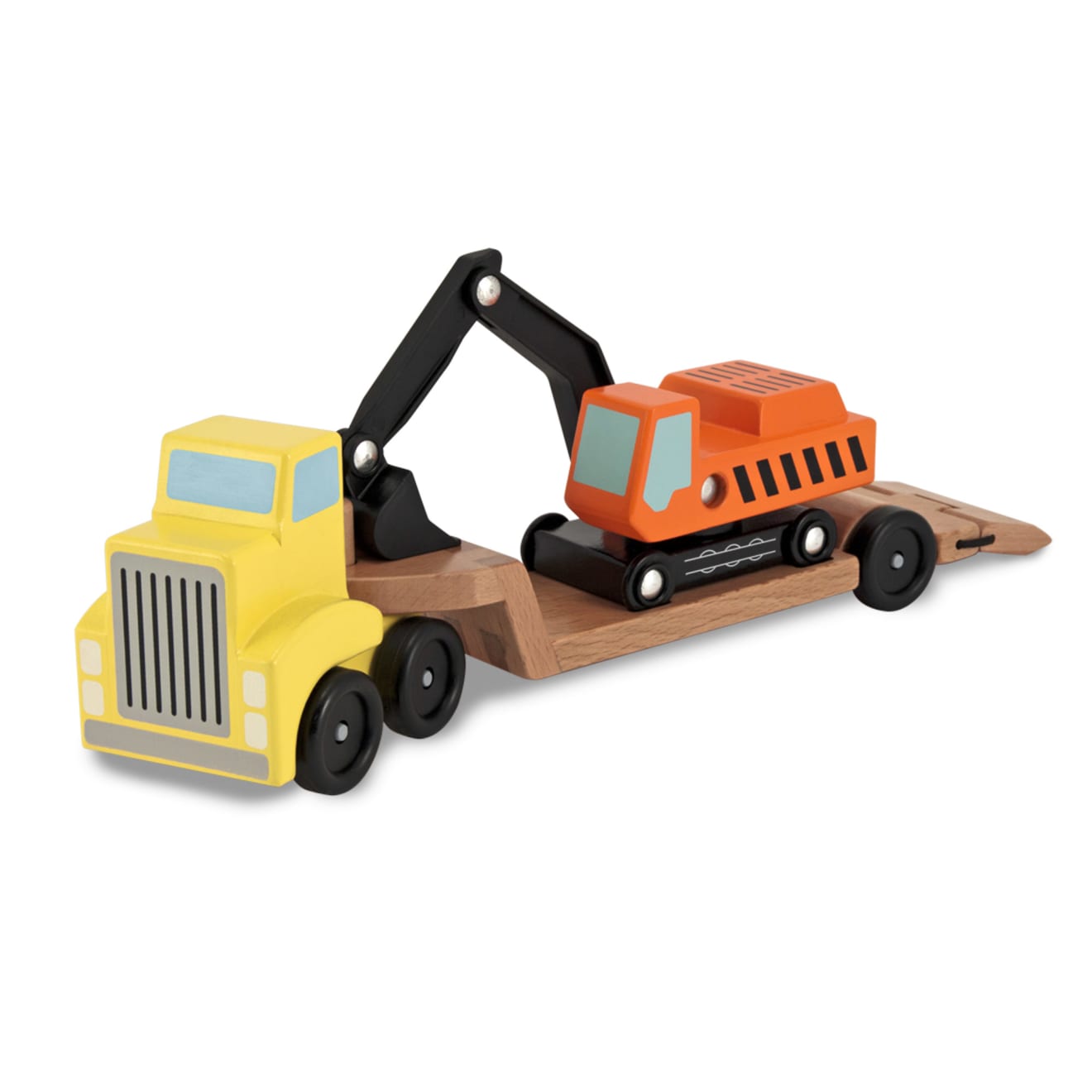 Vehicles & Trains Premium Quality Trailer & Excavator Wooden Vehicles Play Set - Durable Material and Safe ...