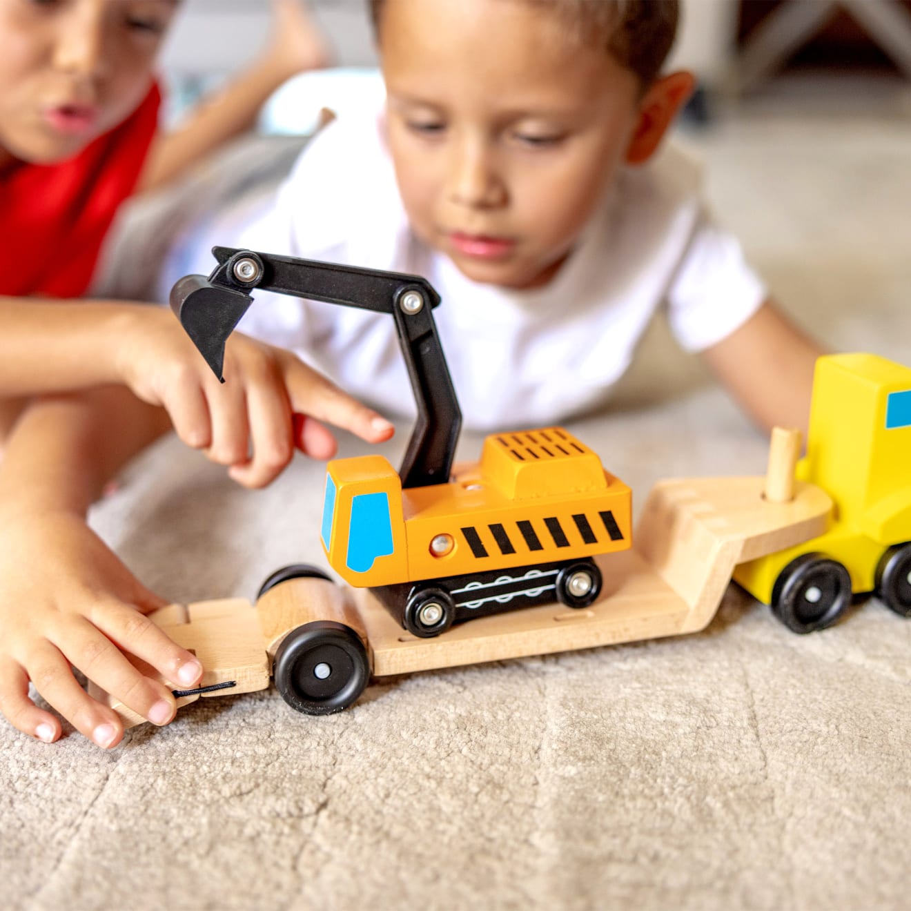 Vehicles & Trains Premium Quality Trailer & Excavator Wooden Vehicles Play Set - Durable Material and Safe ...