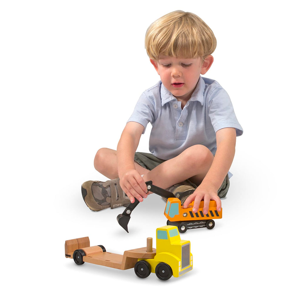Vehicles & Trains Premium Quality Trailer & Excavator Wooden Vehicles Play Set - Durable Material and Safe ...