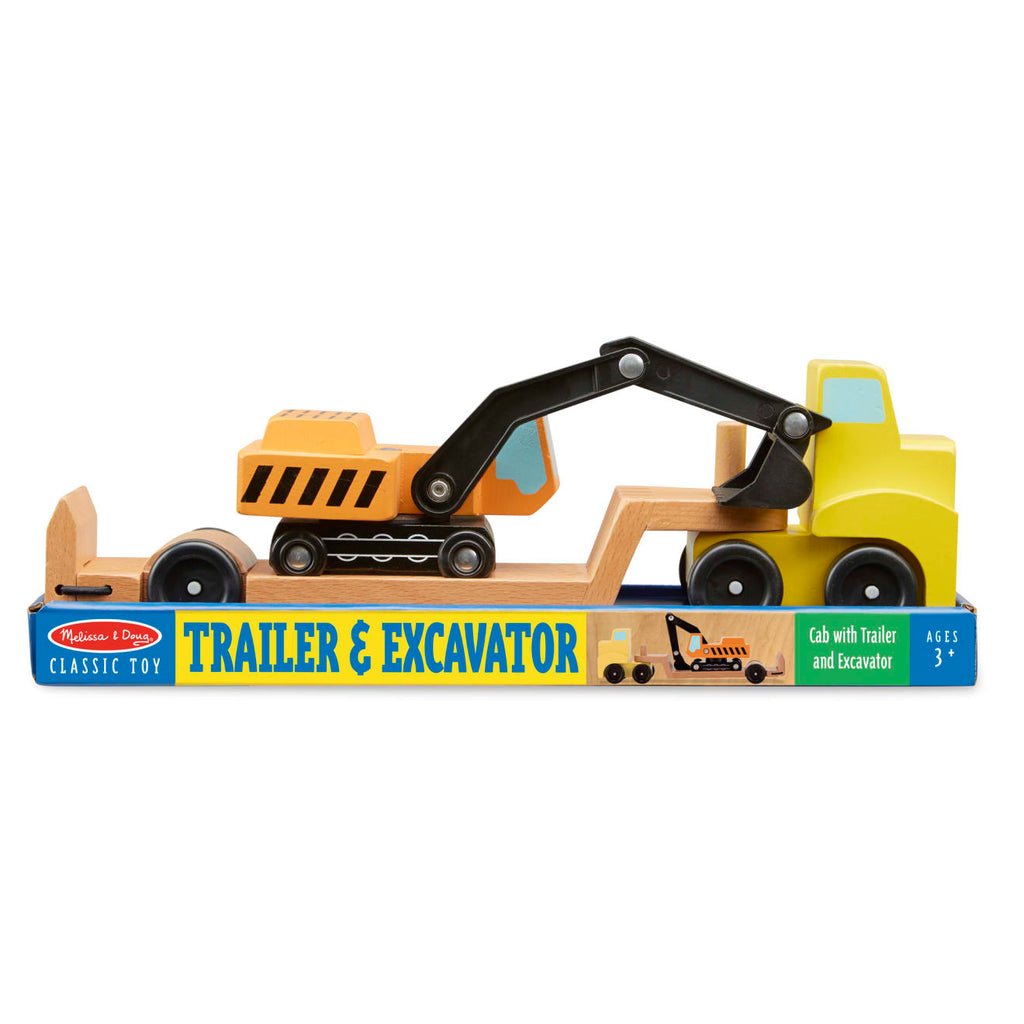 Vehicles & Trains Premium Quality Trailer & Excavator Wooden Vehicles Play Set - Durable Material and Safe ...