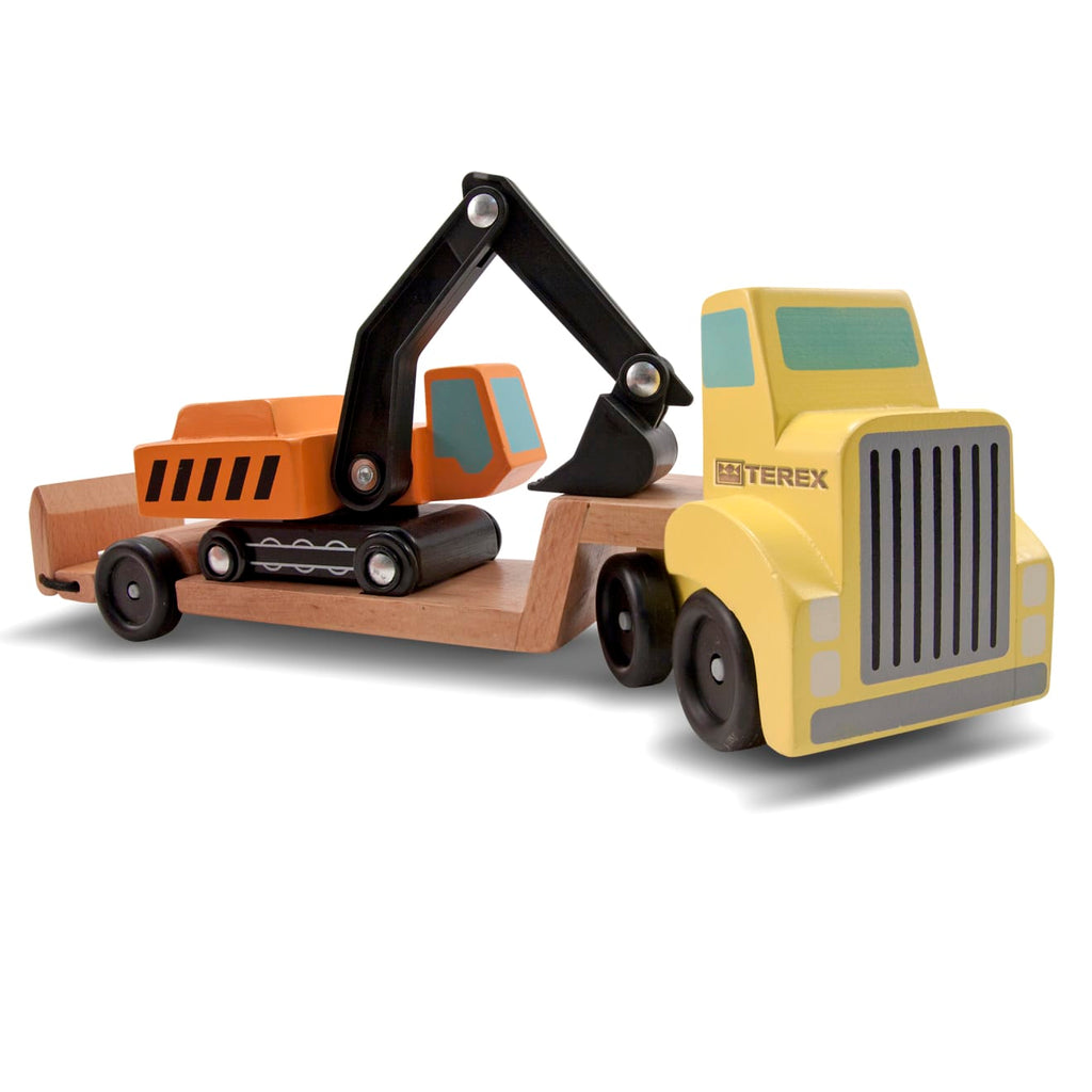 Vehicles & Trains Premium Quality Trailer & Excavator Wooden Vehicles Play Set - Durable Material and Safe ...
