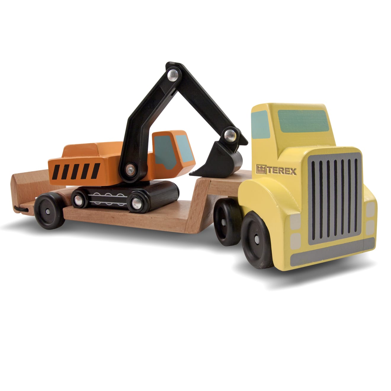 Vehicles & Trains Premium Quality Trailer & Excavator Wooden Vehicles Play Set - Durable Material and Safe ...