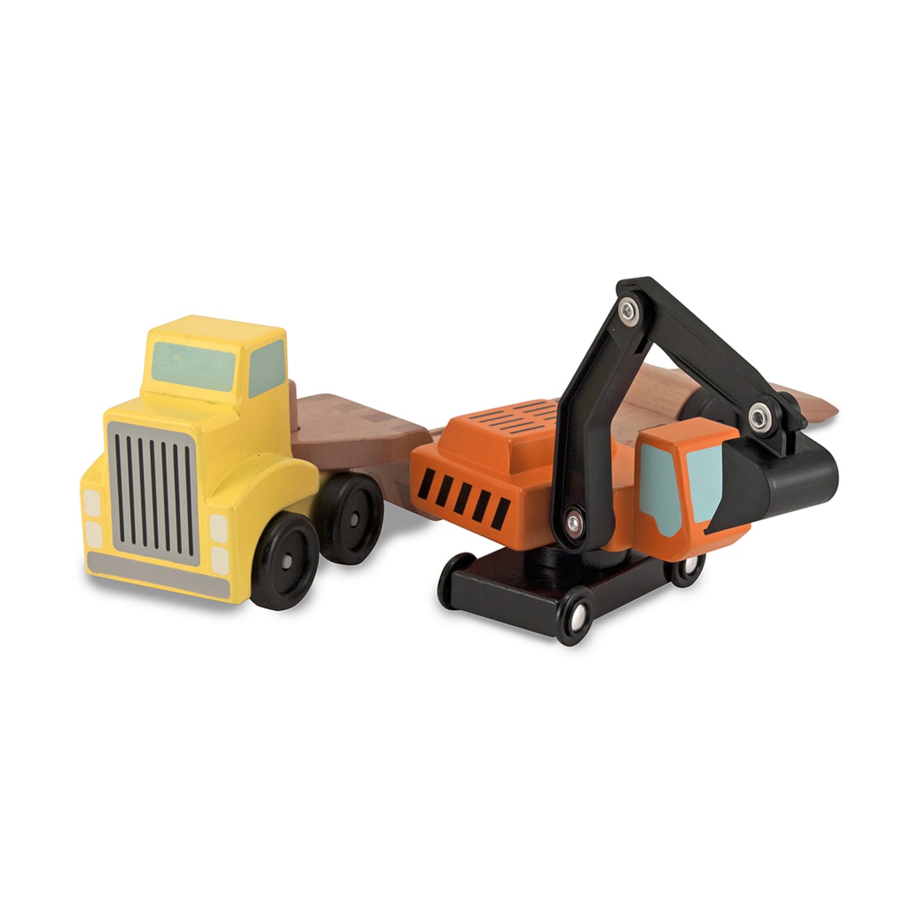 Vehicles & Trains Premium Quality Trailer & Excavator Wooden Vehicles Play Set - Durable Material and Safe ...