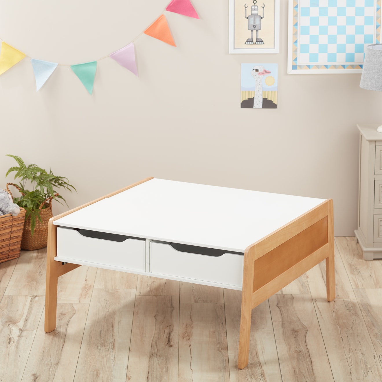 Furniture Premium Quality Wooden Art & Activity Table with Bins - Durable Material and Safe Design for Dail...