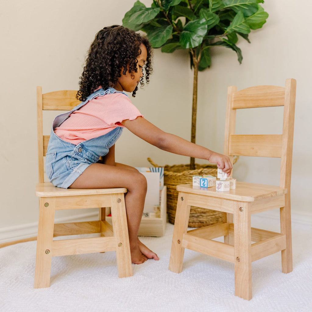 Furniture Premium Quality Pair of Solid Wood Chairs 2-Piece Set - Durable Material and Safe Design for Dail...