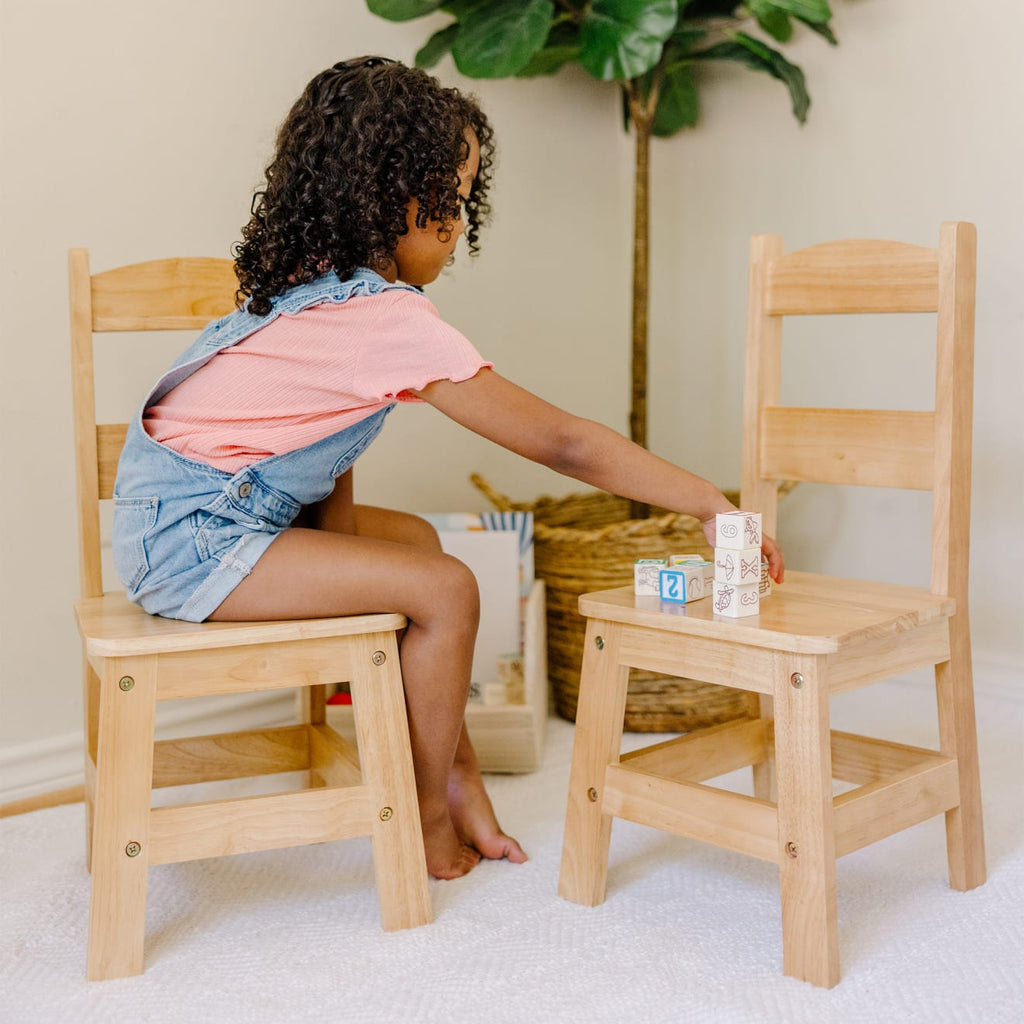 Furniture Premium Quality Pair of Solid Wood Chairs 2-Piece Set - Durable Material and Safe Design for Dail...
