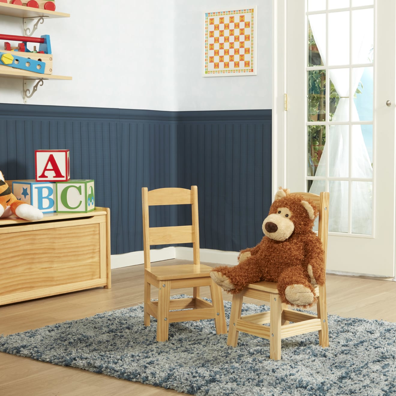 Furniture Premium Quality Pair of Solid Wood Chairs 2-Piece Set - Durable Material and Safe Design for Dail...