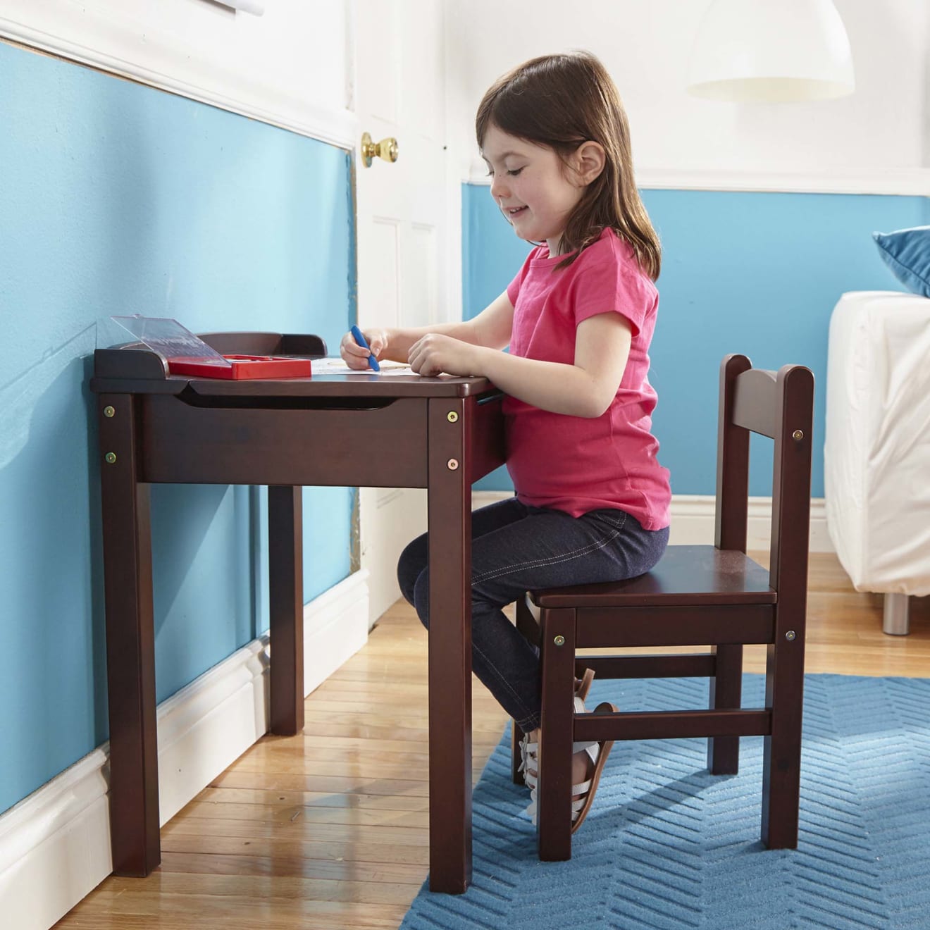 Furniture Premium Quality Child's Lift-Top Desk & Chair - Espresso - Durable Material and Safe Design for D...