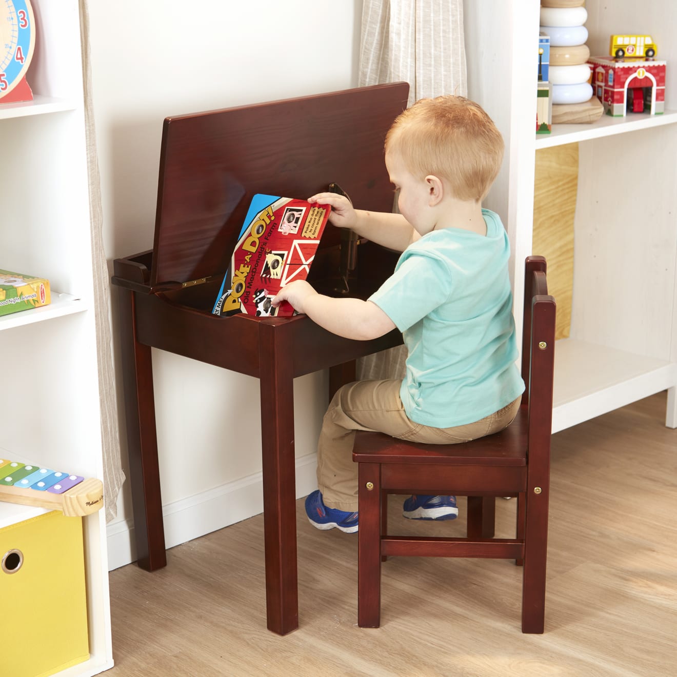 Furniture Premium Quality Child's Lift-Top Desk & Chair - Espresso - Durable Material and Safe Design for D...