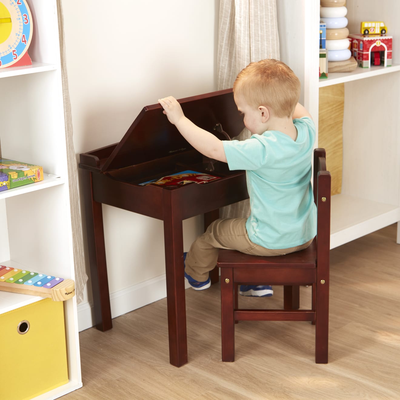 Furniture Premium Quality Child's Lift-Top Desk & Chair - Espresso - Durable Material and Safe Design for D...