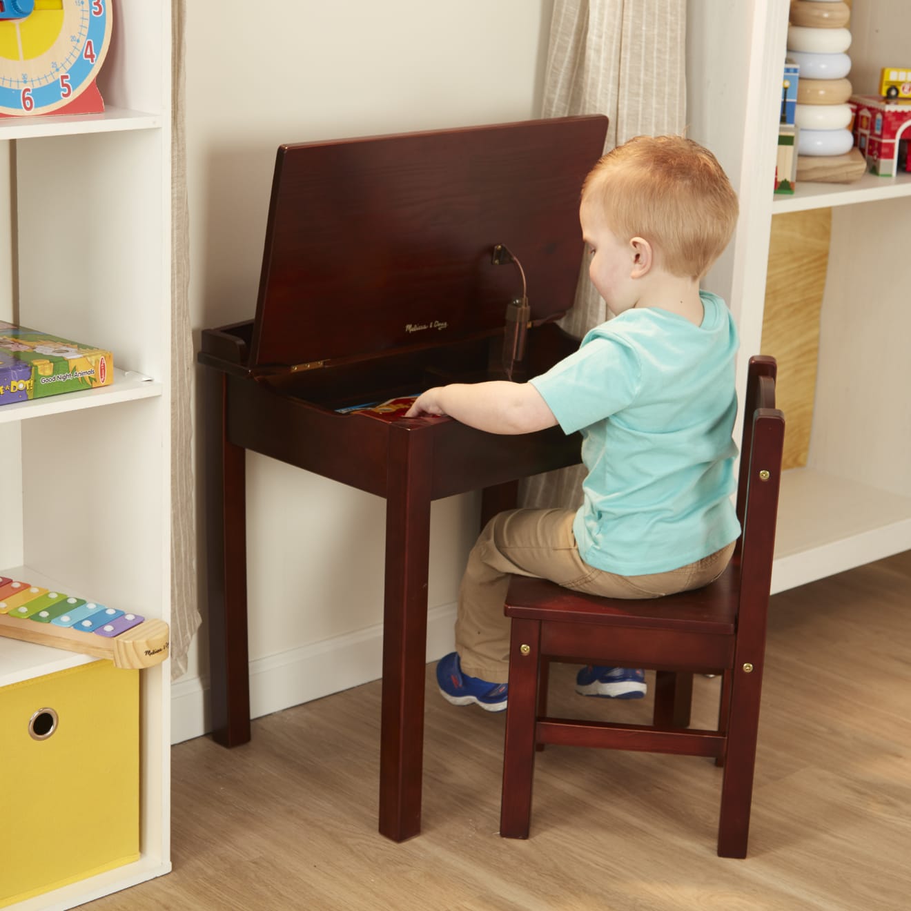 Furniture Premium Quality Child's Lift-Top Desk & Chair - Espresso - Durable Material and Safe Design for D...