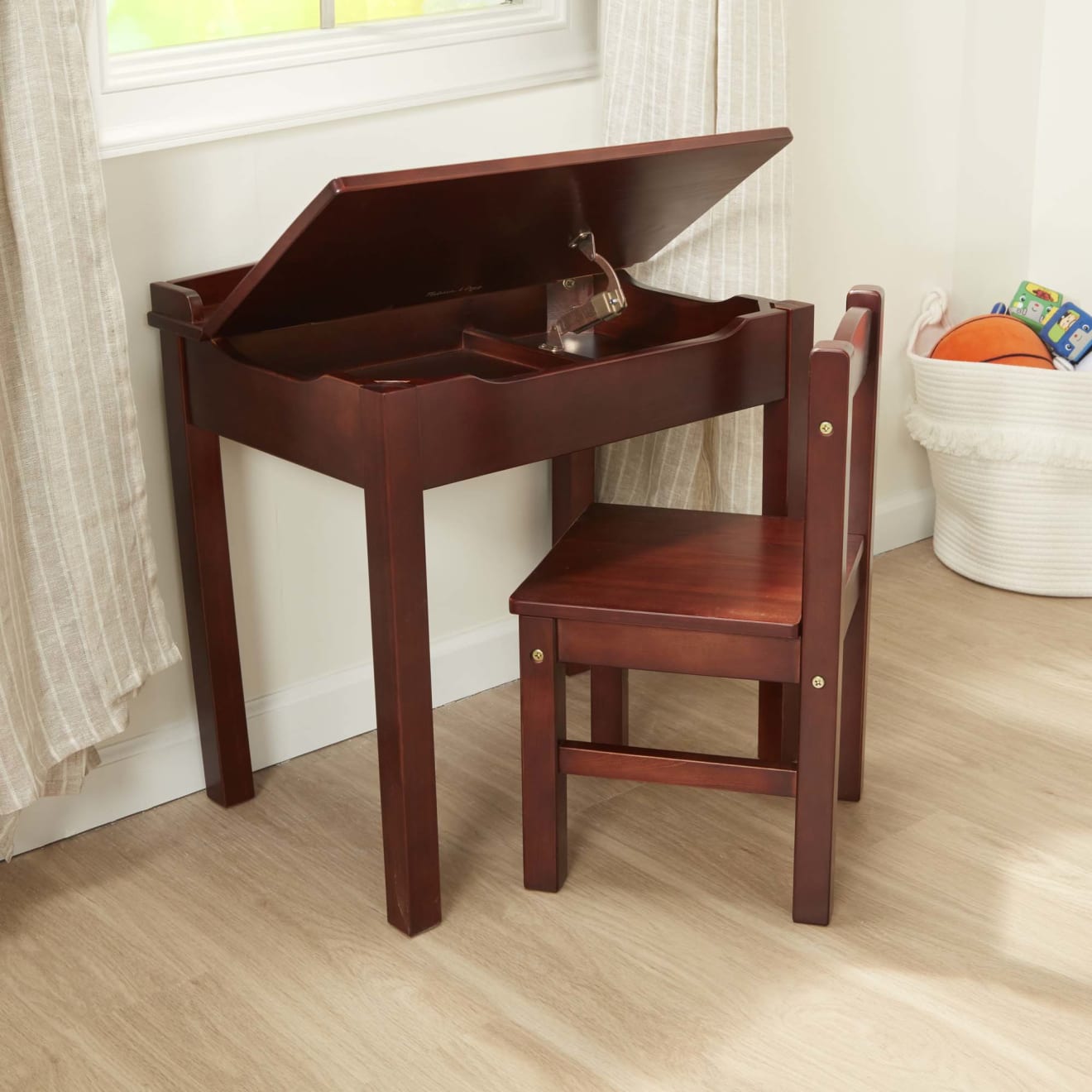 Furniture Premium Quality Child's Lift-Top Desk & Chair - Espresso - Durable Material and Safe Design for D...