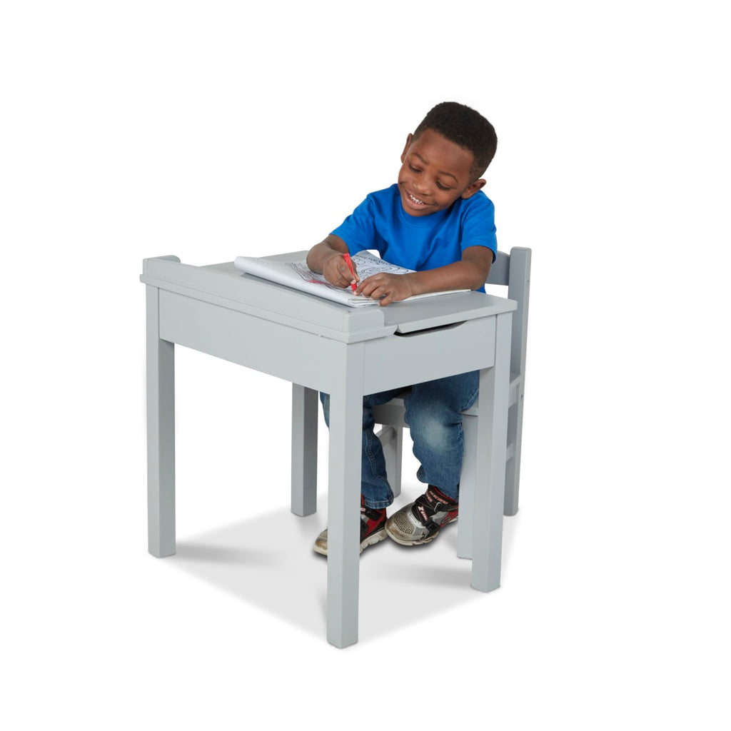 Furniture Premium Quality Child's Lift-Top Desk & Chair - Gray - Durable Material and Safe Design for Daily...