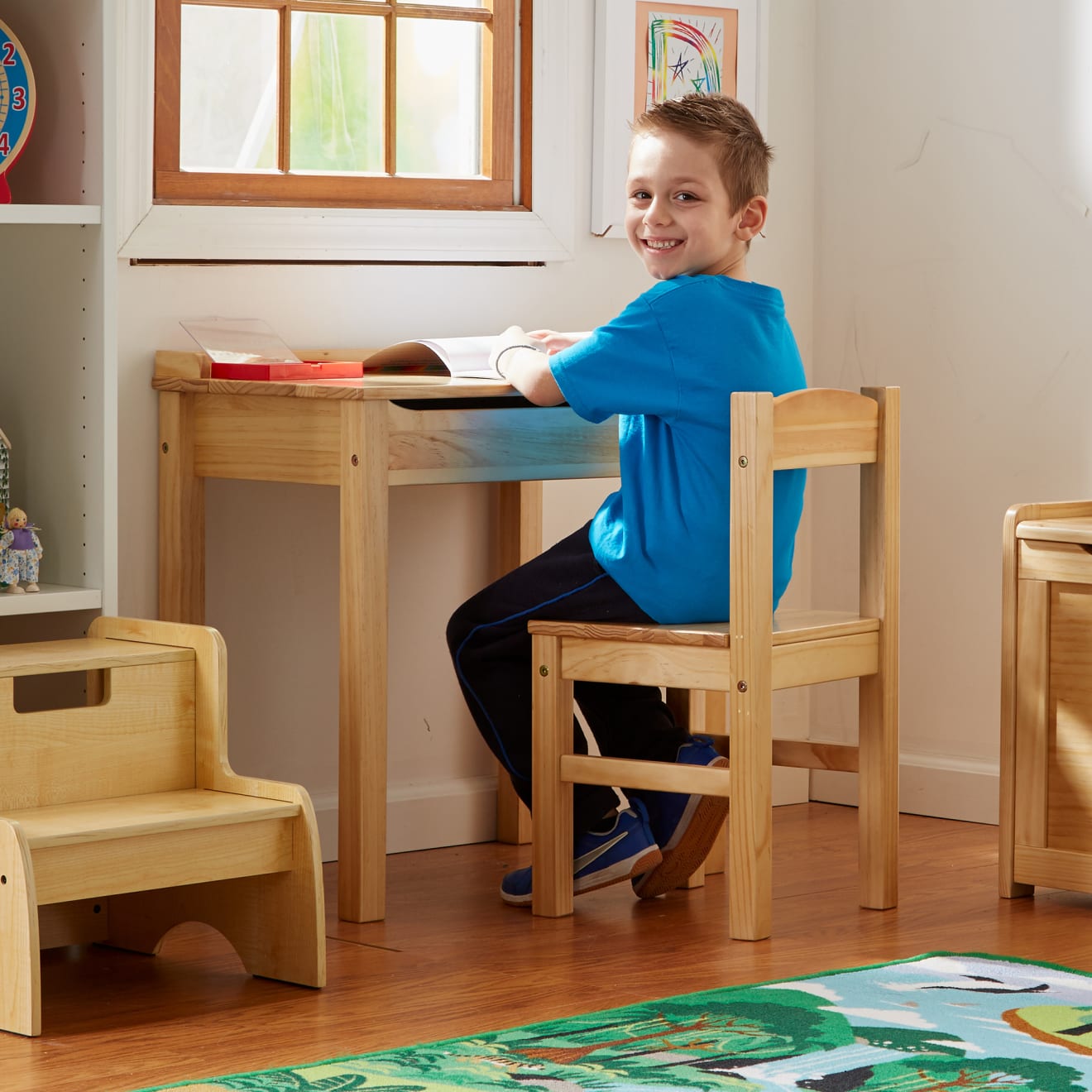Furniture Premium Quality Child's Lift-Top Desk & Chair - Honey - Durable Material and Safe Design for Dail...