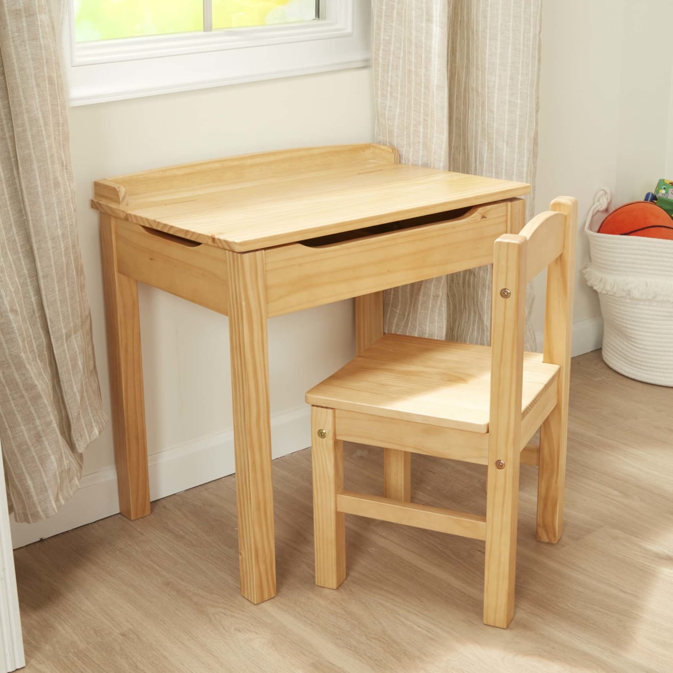 Furniture Premium Quality Child's Lift-Top Desk & Chair - Honey - Durable Material and Safe Design for Dail...