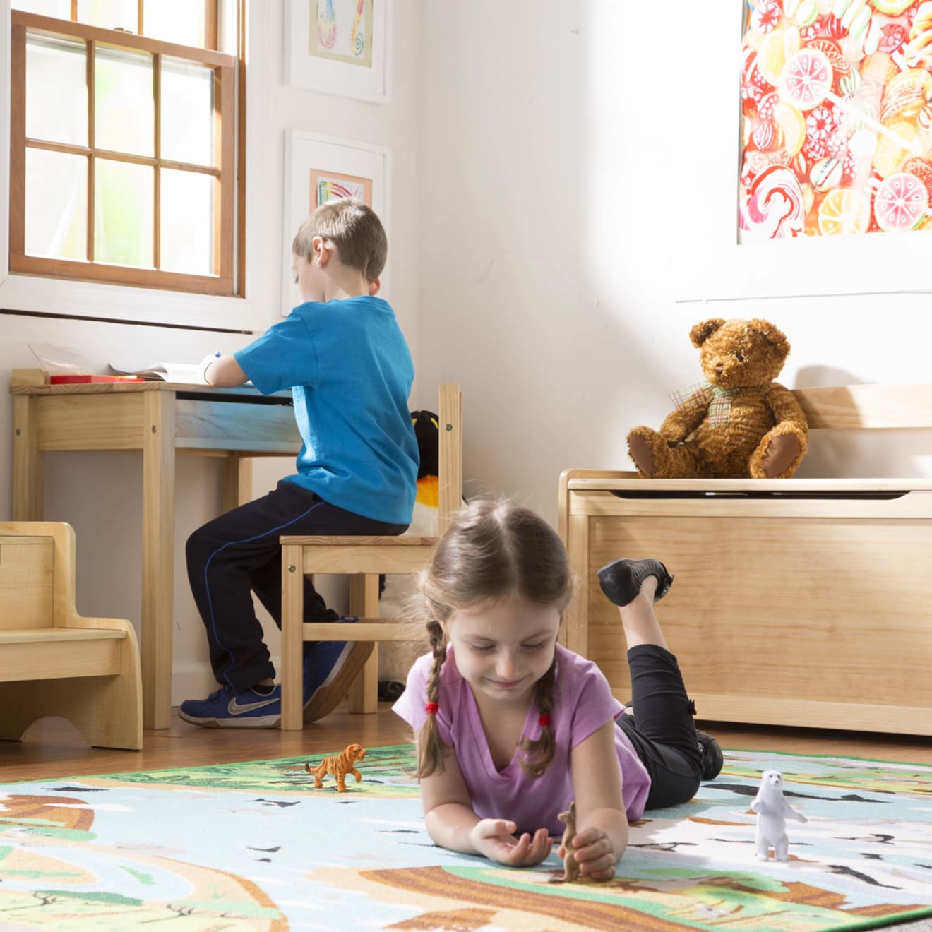 Furniture Premium Quality Child's Lift-Top Desk & Chair - Honey - Durable Material and Safe Design for Dail...