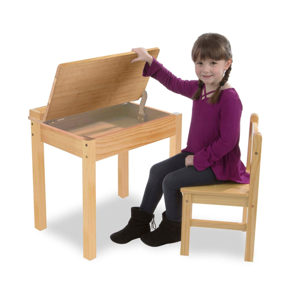 Furniture Premium Quality Child's Lift-Top Desk & Chair - Honey - Durable Material and Safe Design for Dail...