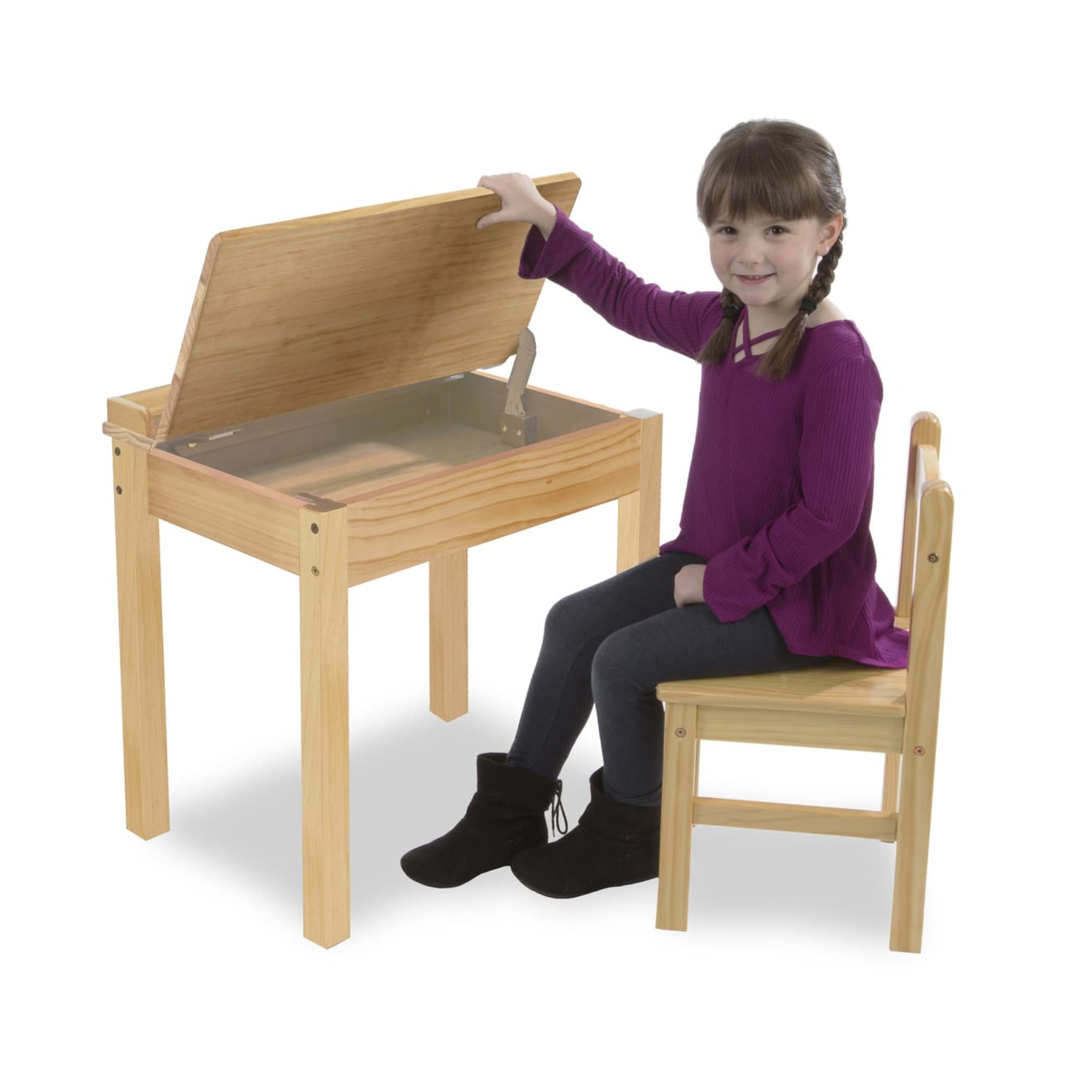 Furniture Premium Quality Child's Lift-Top Desk & Chair - Honey - Durable Material and Safe Design for Dail...