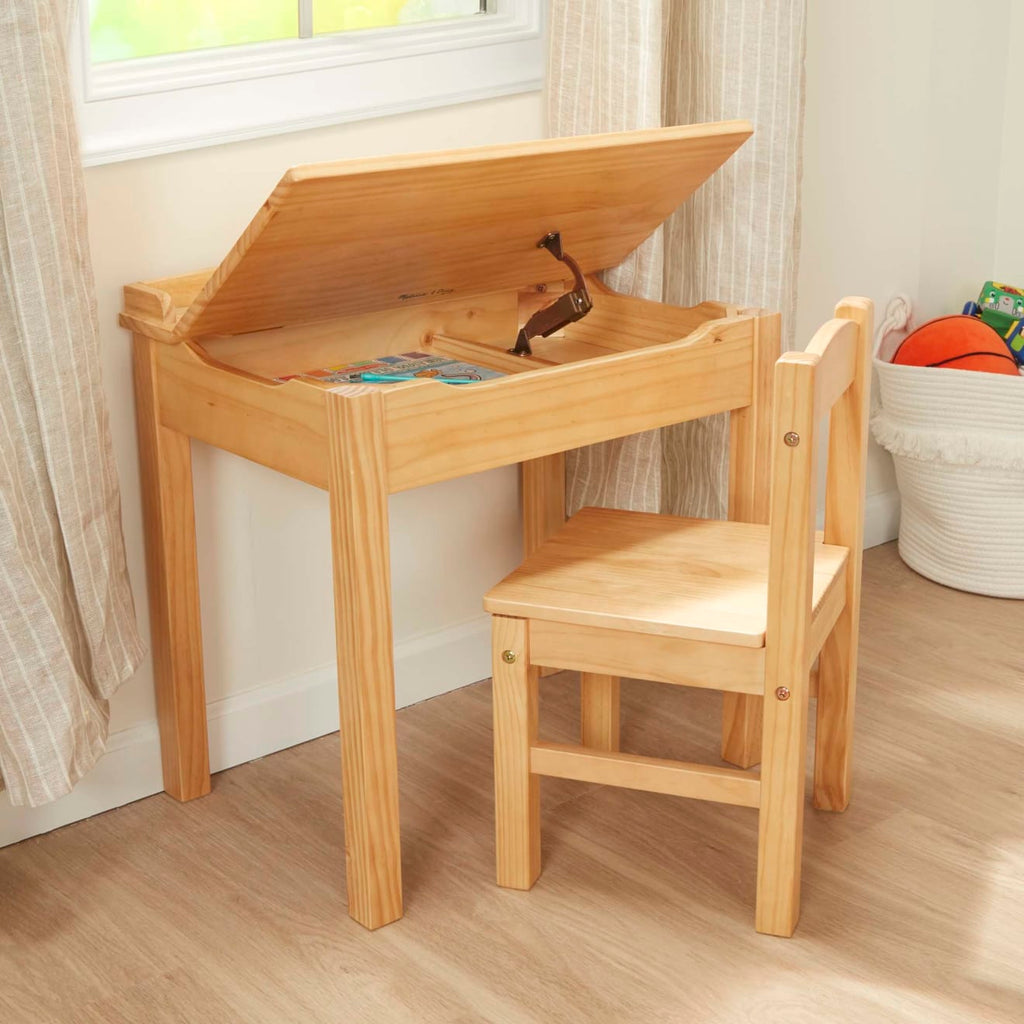 Furniture Premium Quality Child's Lift-Top Desk & Chair - Honey - Durable Material and Safe Design for Dail...