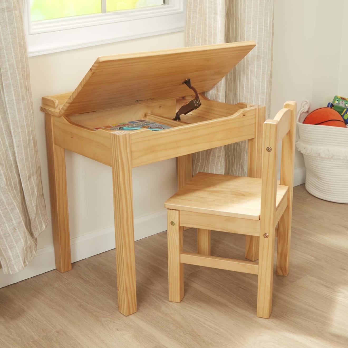 Furniture Premium Quality Child's Lift-Top Desk & Chair - Honey - Durable Material and Safe Design for Dail...