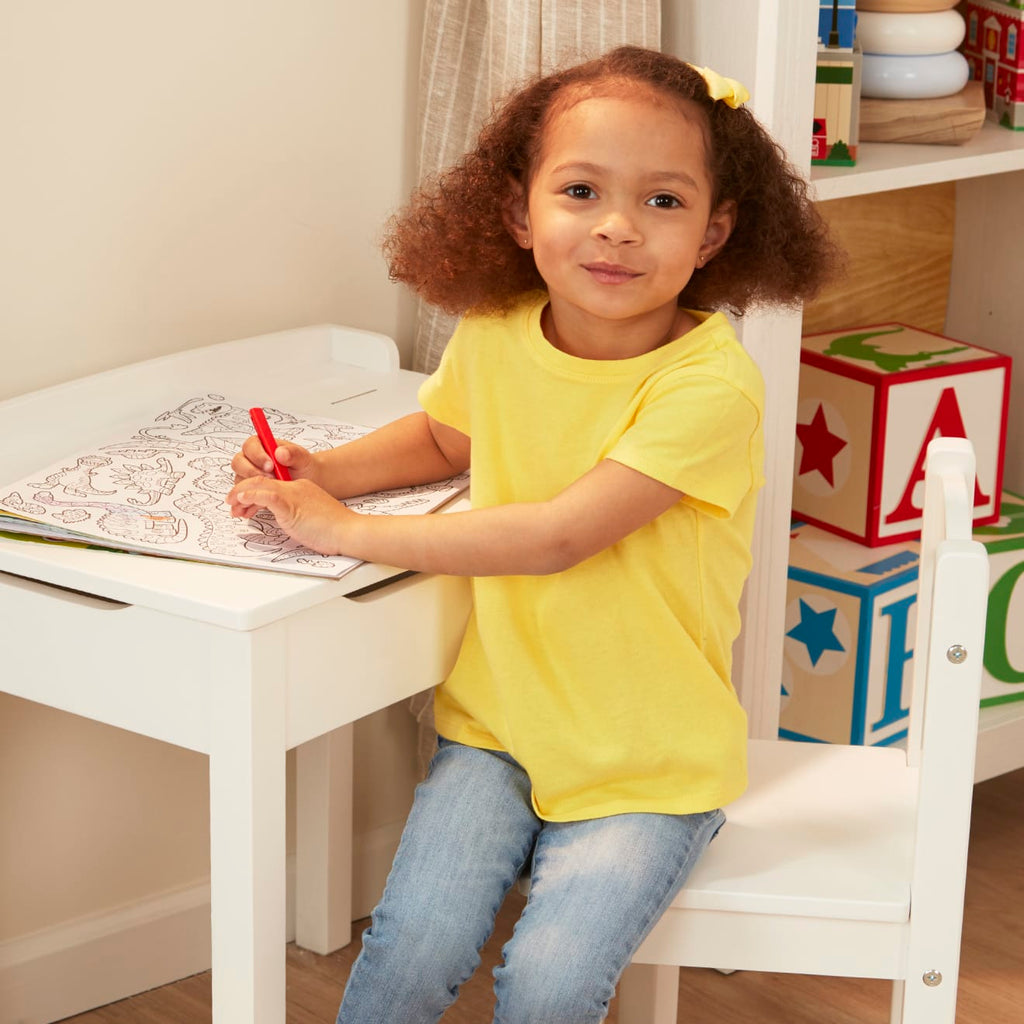 Furniture Premium Quality Child's Lift-Top Desk & Chair - White - Durable Material and Safe Design for Dail...