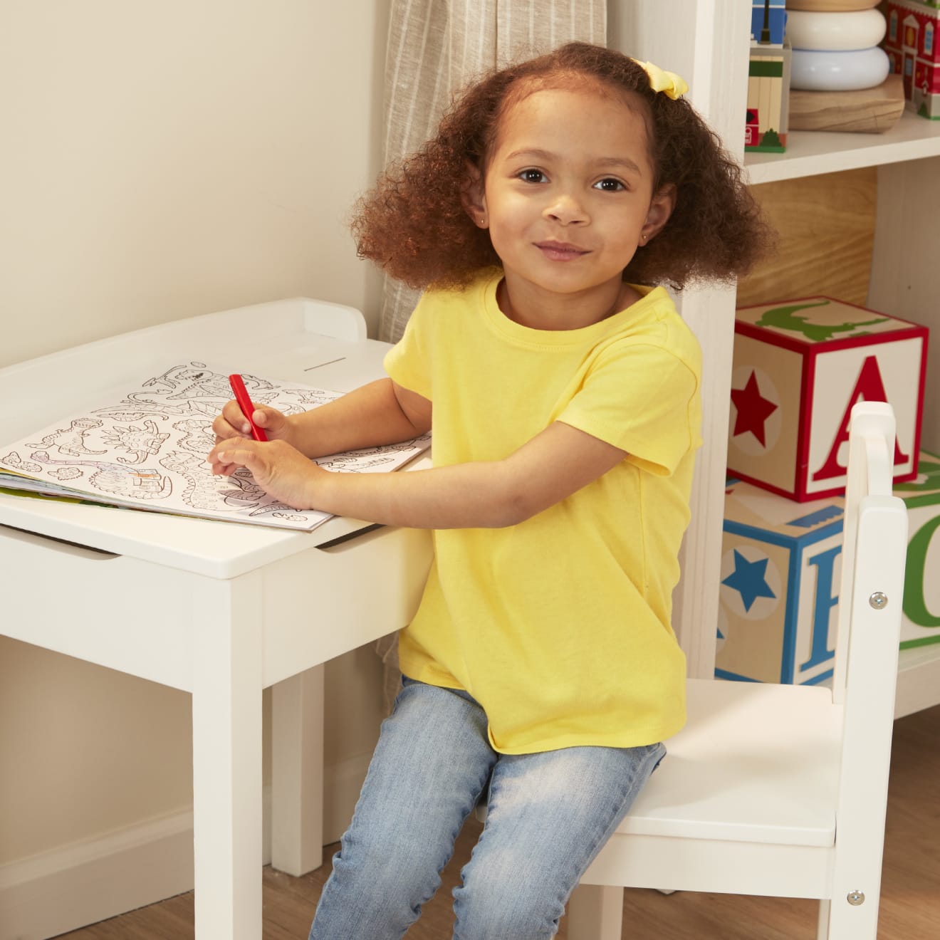Furniture Premium Quality Child's Lift-Top Desk & Chair - White - Durable Material and Safe Design for Dail...
