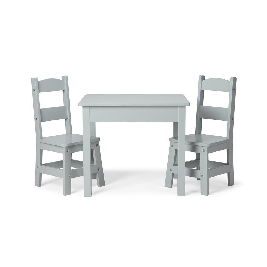 Furniture Premium Quality Wooden Table & 2 Chairs - Gray - Durable Material and Safe Design for Daily Kids ...