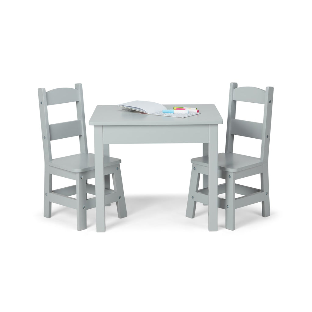 Furniture Premium Quality Wooden Table & 2 Chairs - Gray - Durable Material and Safe Design for Daily Kids ...