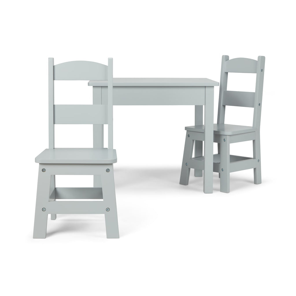 Furniture Premium Quality Wooden Table & 2 Chairs - Gray - Durable Material and Safe Design for Daily Kids ...