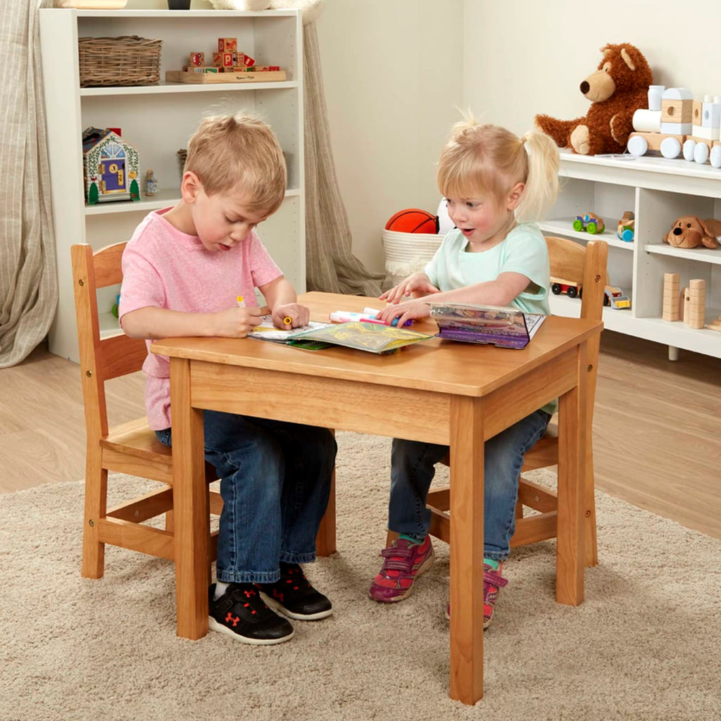 Furniture Premium Quality Wooden Table & Chairs - Natural - Durable Material and Safe Design for Daily Kids...