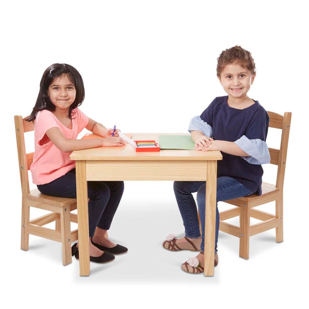 Furniture Premium Quality Wooden Table & Chairs - Natural - Durable Material and Safe Design for Daily Kids...
