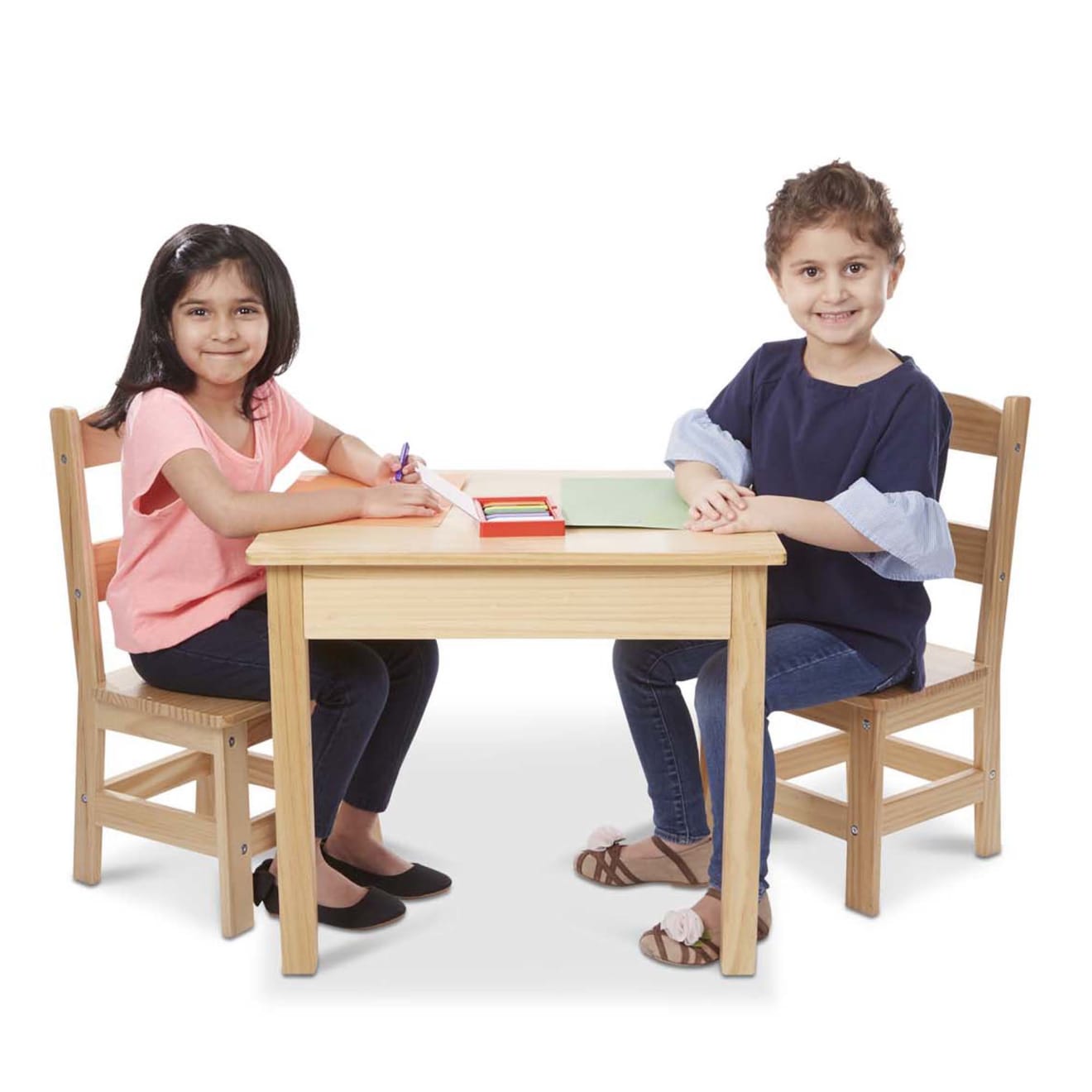 Furniture Premium Quality Wooden Table & Chairs - Natural - Durable Material and Safe Design for Daily Kids...