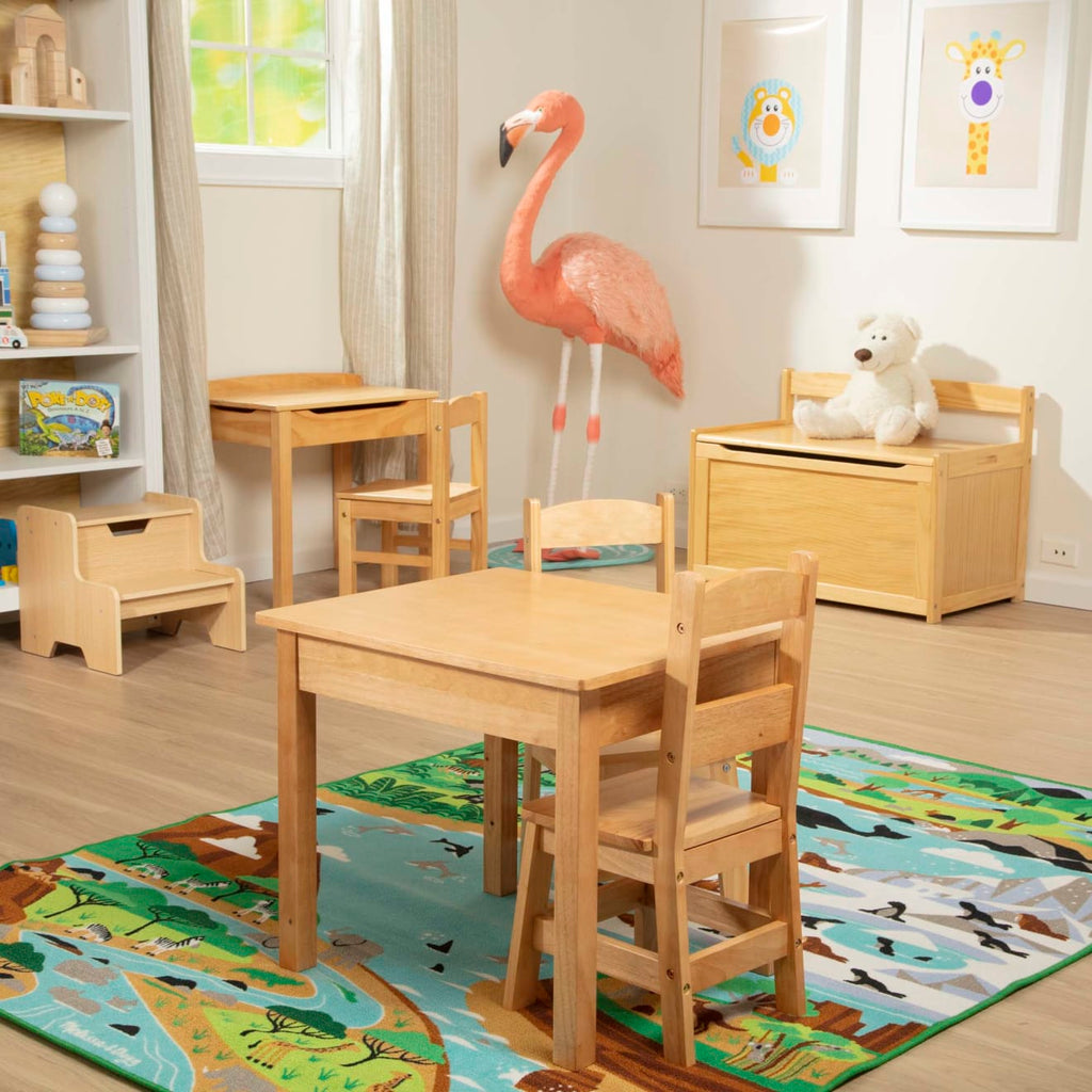Furniture Premium Quality Wooden Table & Chairs - Natural - Durable Material and Safe Design for Daily Kids...