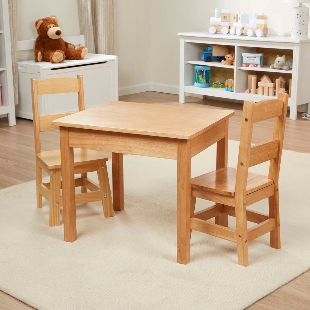 Furniture Premium Quality Wooden Table & Chairs - Natural - Durable Material and Safe Design for Daily Kids...