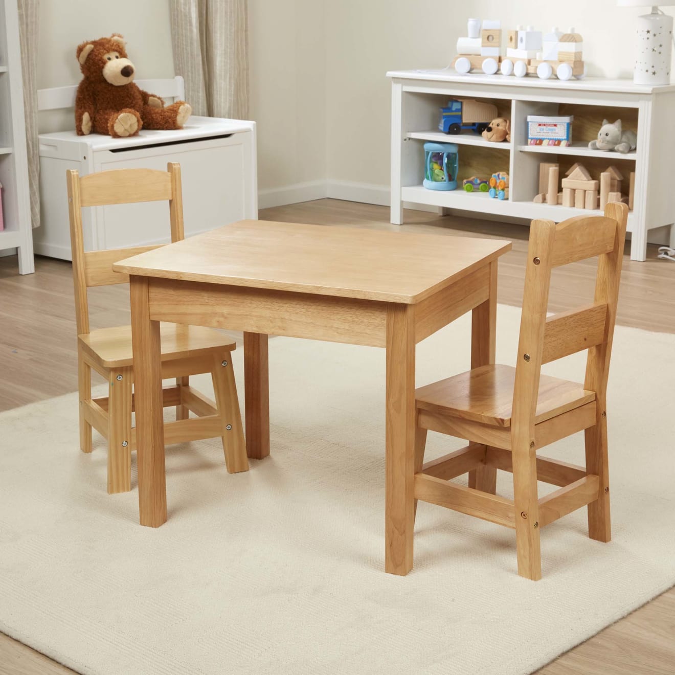 Furniture Premium Quality Wooden Table & Chairs - Natural - Durable Material and Safe Design for Daily Kids...