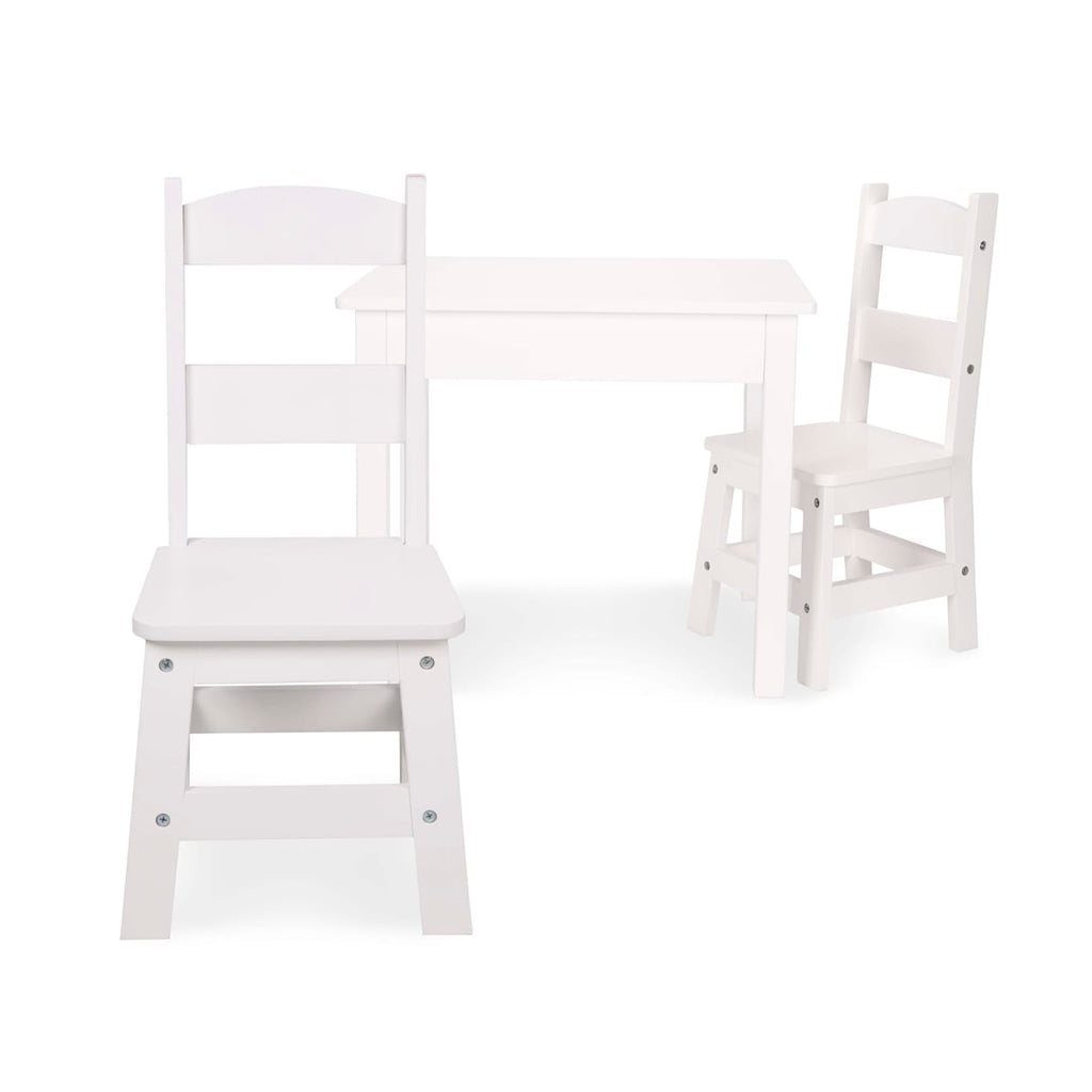 Furniture Premium Quality Wooden Table & Chairs - White - Durable Material and Safe Design for Daily Kids Play