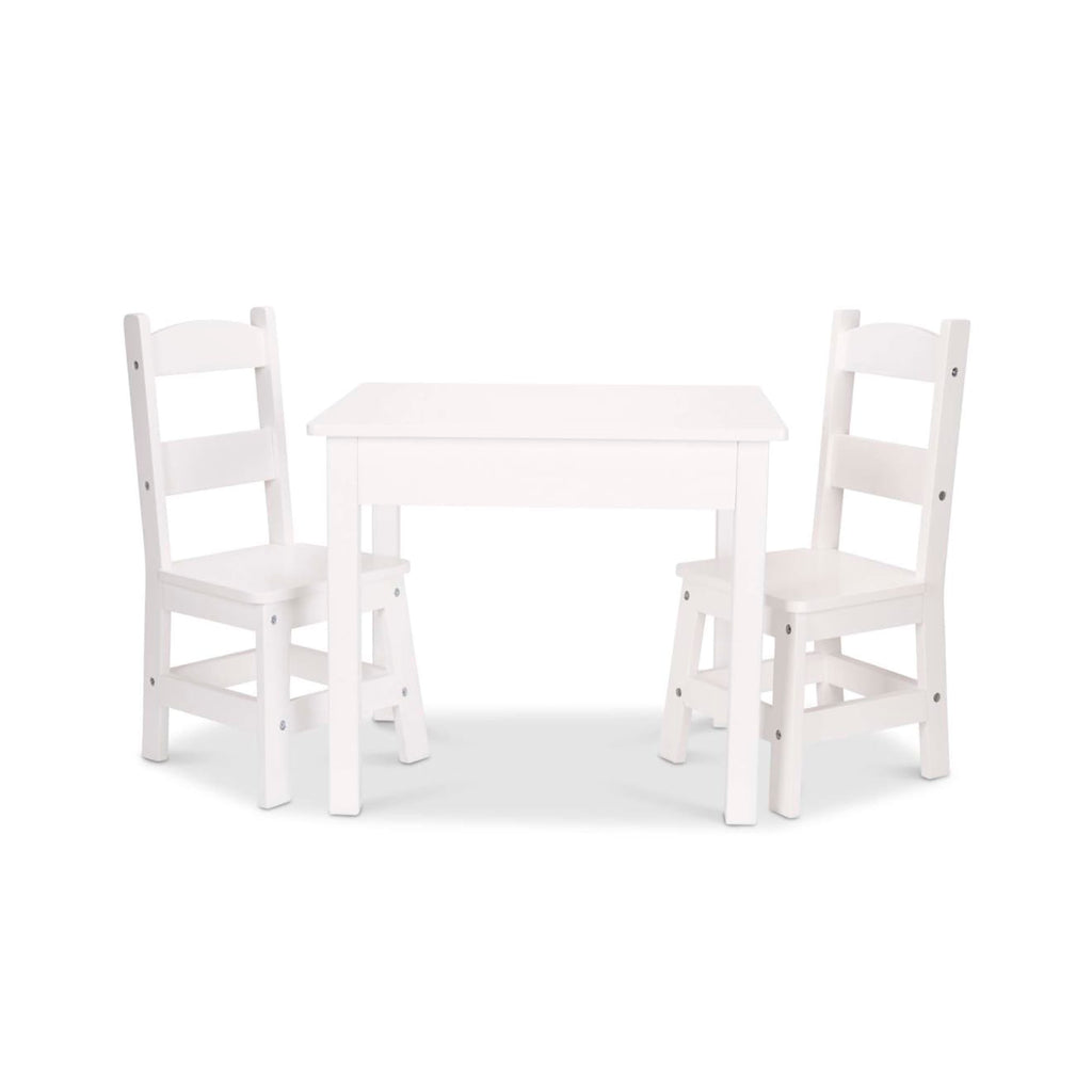 Furniture Premium Quality Wooden Table & Chairs - White - Durable Material and Safe Design for Daily Kids Play