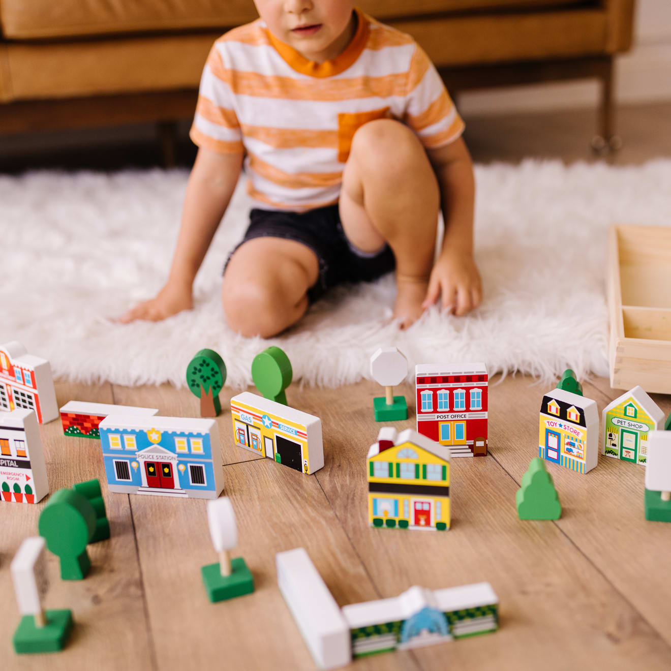 Vehicles & Trains Premium Quality Wooden Town Play Set - Durable Material and Safe Design for Daily Kids Play