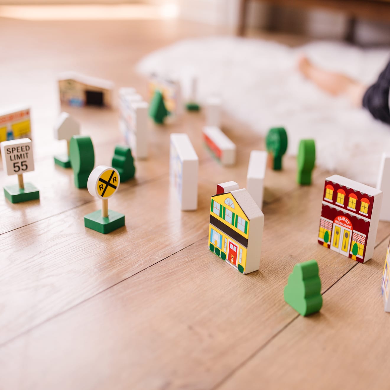 Vehicles & Trains Premium Quality Wooden Town Play Set - Durable Material and Safe Design for Daily Kids Play