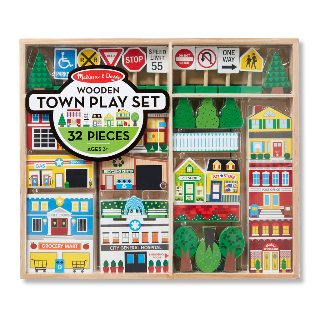 Vehicles & Trains Premium Quality Wooden Town Play Set - Durable Material and Safe Design for Daily Kids Play