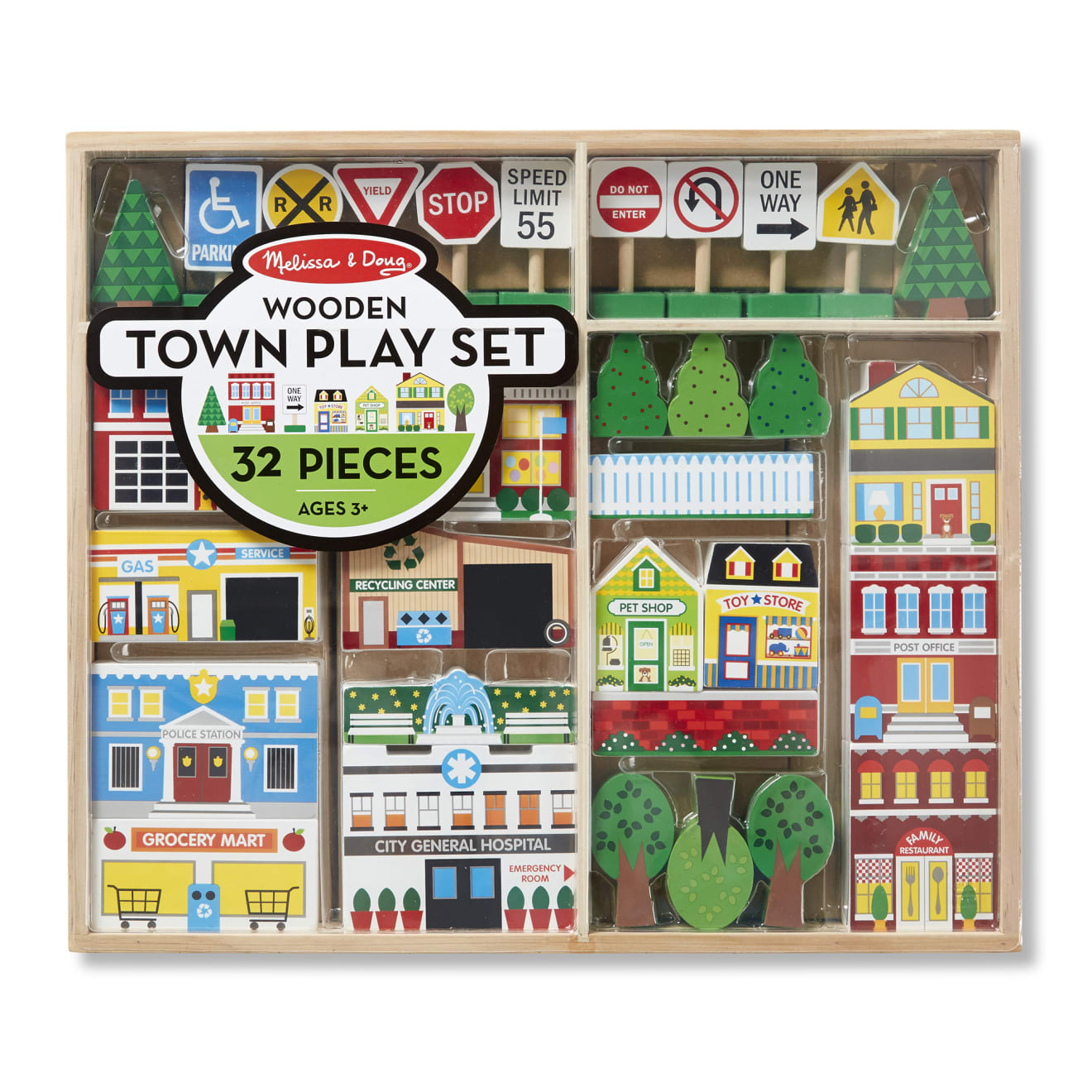 Vehicles & Trains Premium Quality Wooden Town Play Set - Durable Material and Safe Design for Daily Kids Play