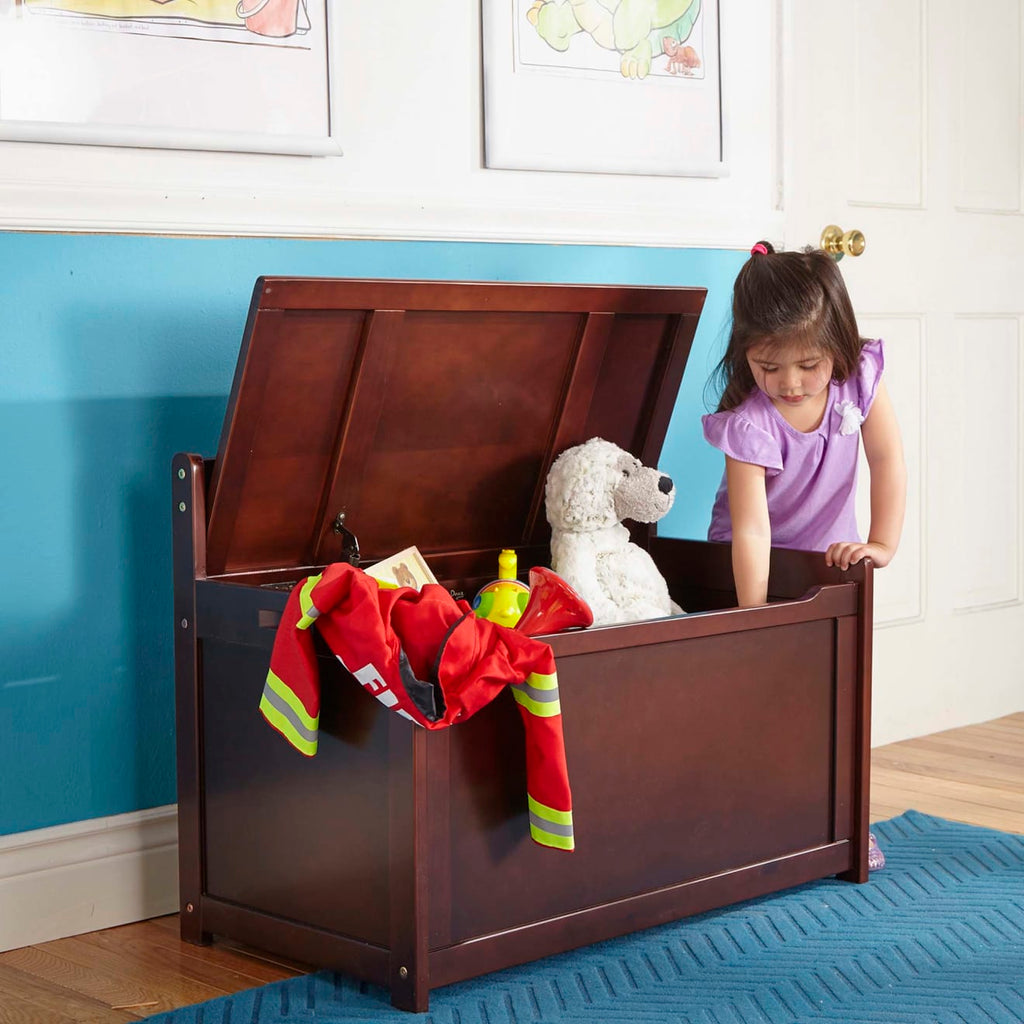 Furniture Premium Quality Wooden Toy Chest (Espresso) - Durable Material and Safe Design for Daily Kids Play