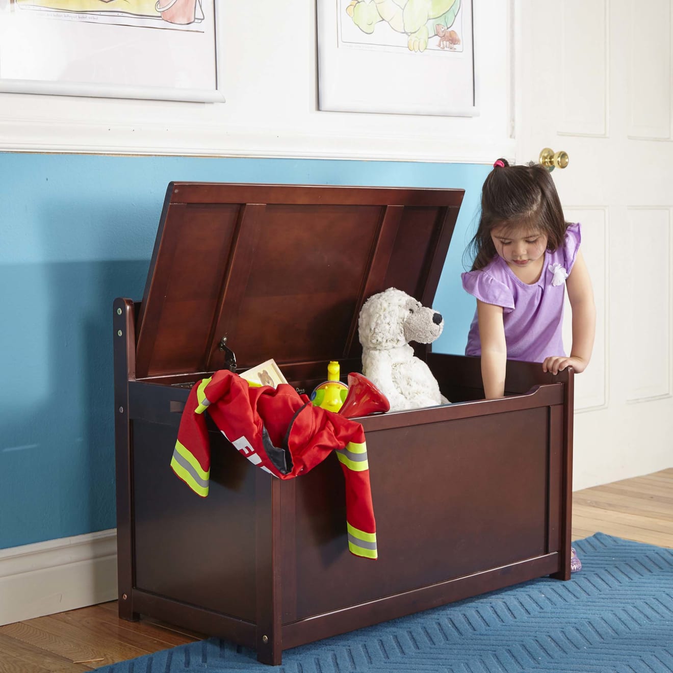 Furniture Premium Quality Wooden Toy Chest (Espresso) - Durable Material and Safe Design for Daily Kids Play