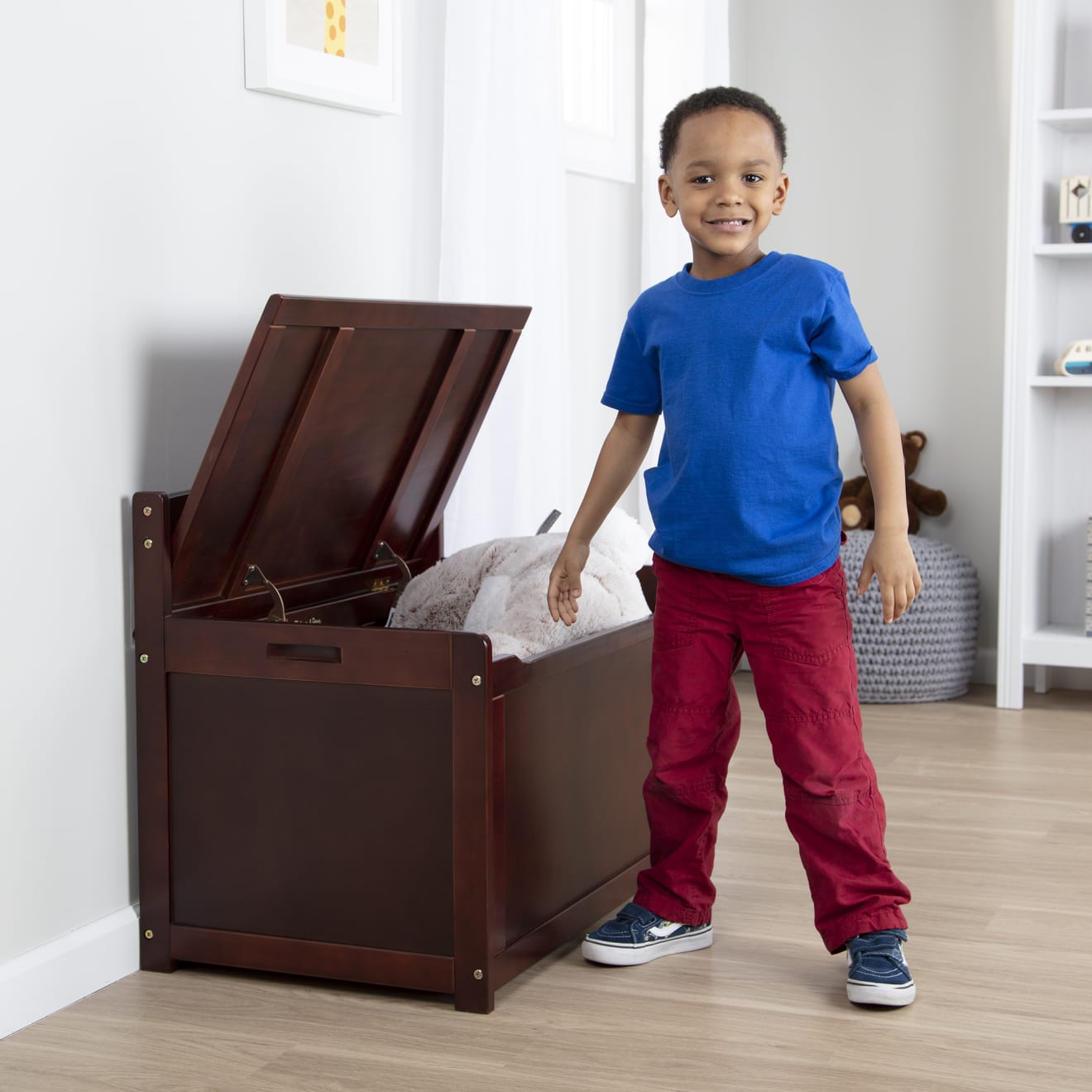 Furniture Premium Quality Wooden Toy Chest (Espresso) - Durable Material and Safe Design for Daily Kids Play
