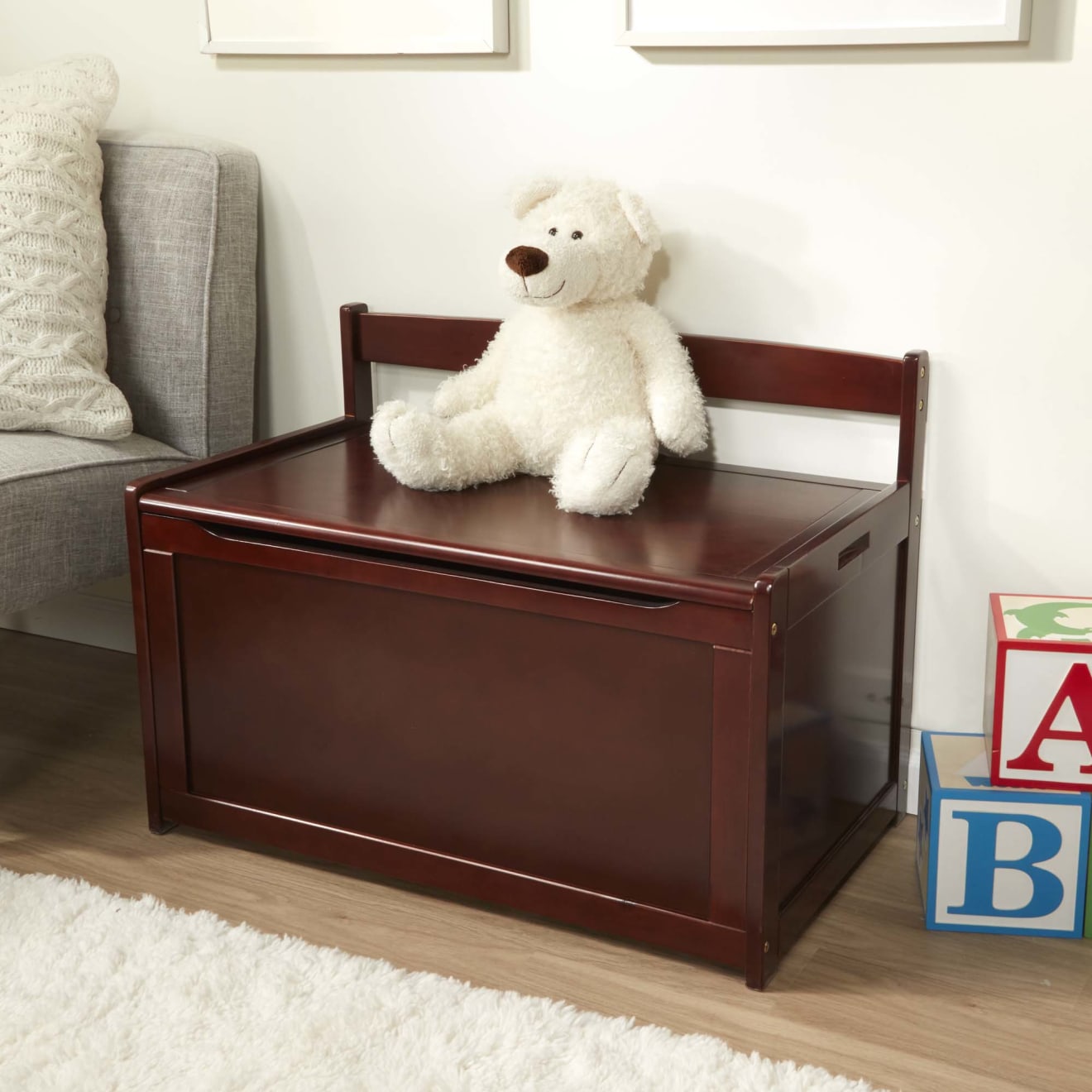 Furniture Premium Quality Wooden Toy Chest (Espresso) - Durable Material and Safe Design for Daily Kids Play